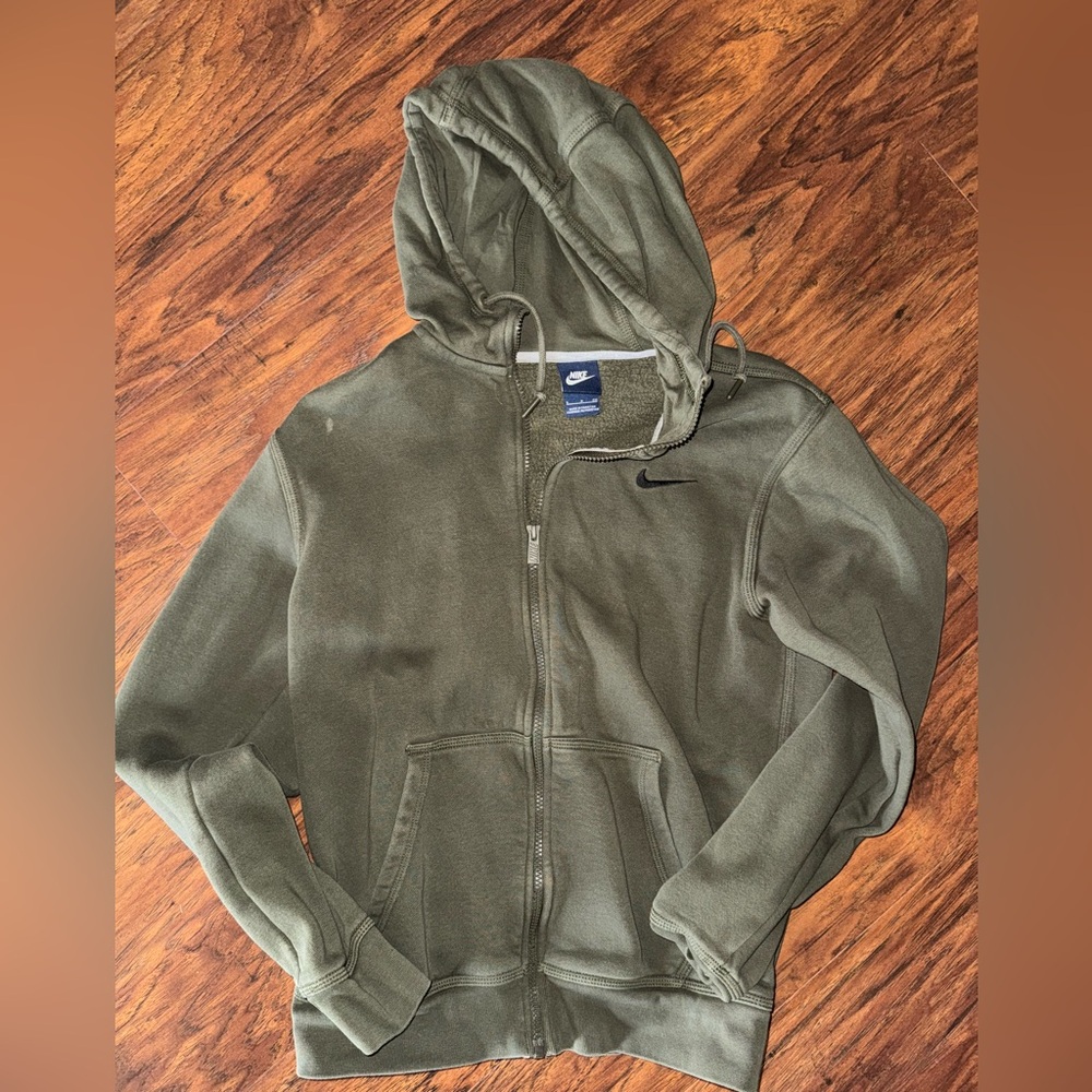 Nike Olive Green Zip-Up Hoodie